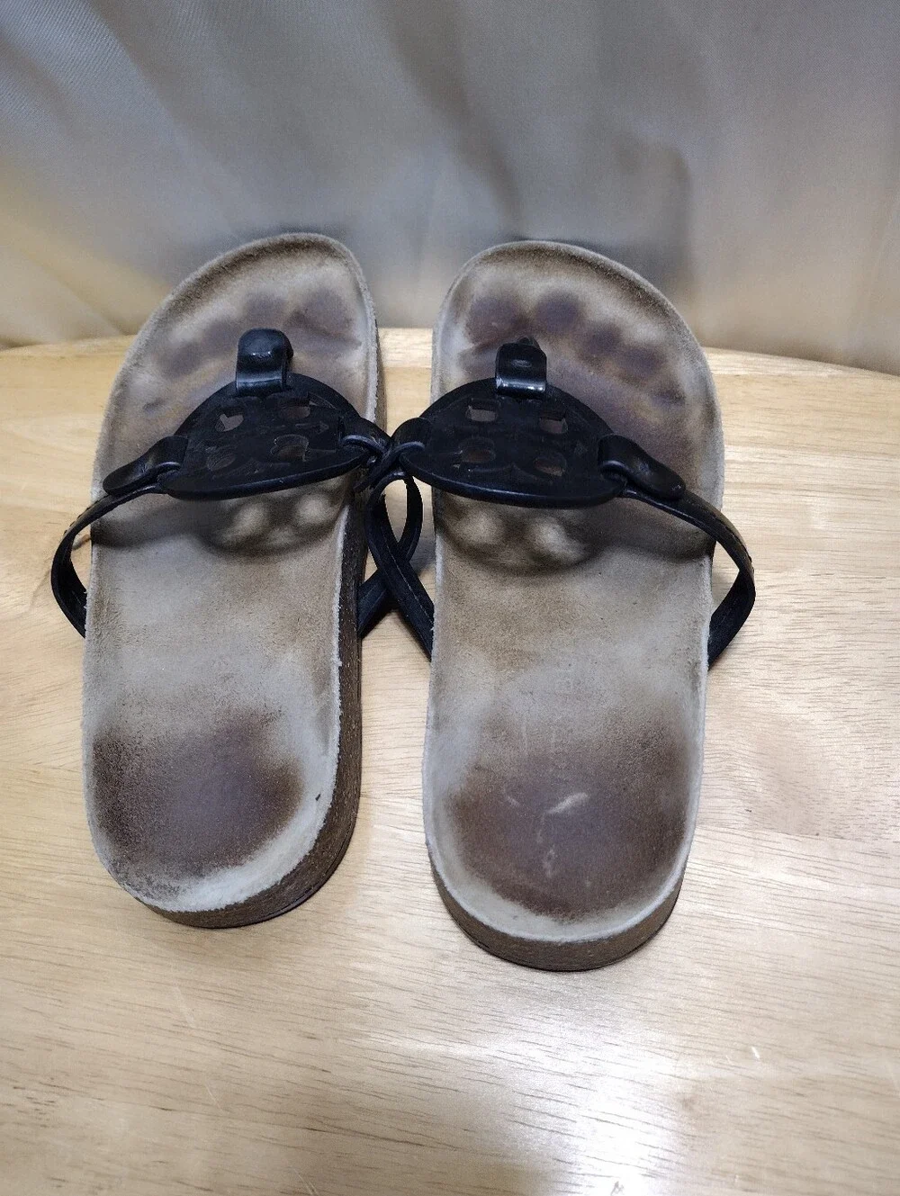 Tory Burch Miller Cloud Black Patent Leather Sandals Size 8
